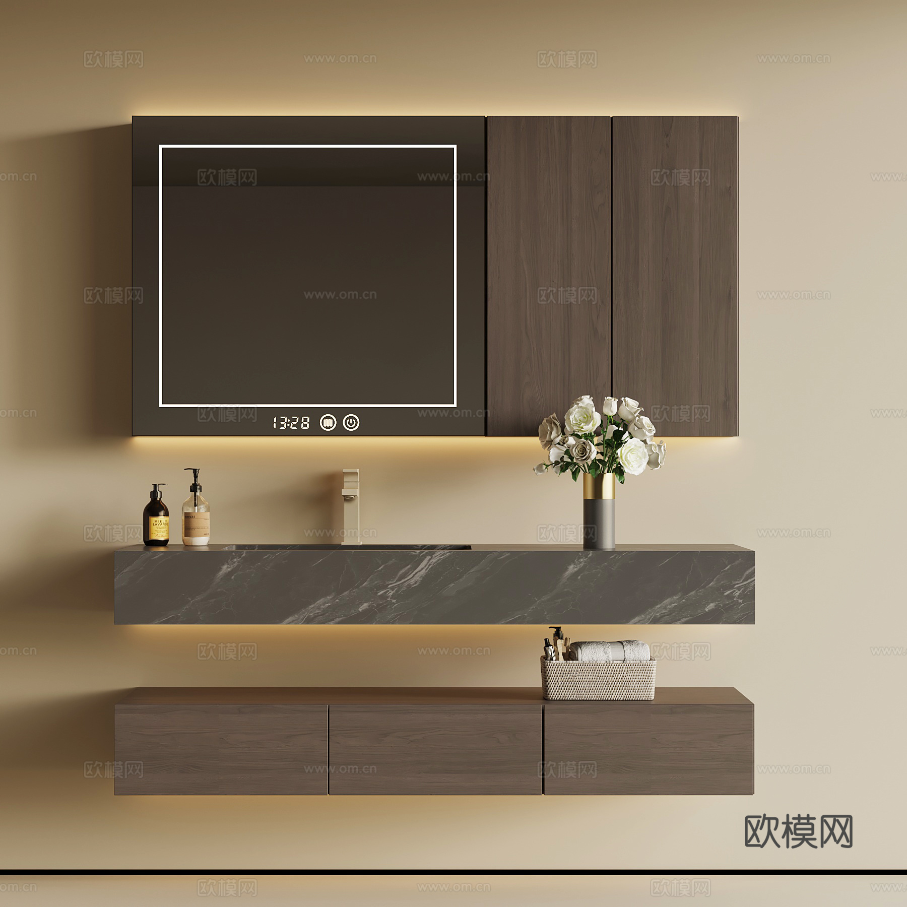 现代意式浴室柜su模型