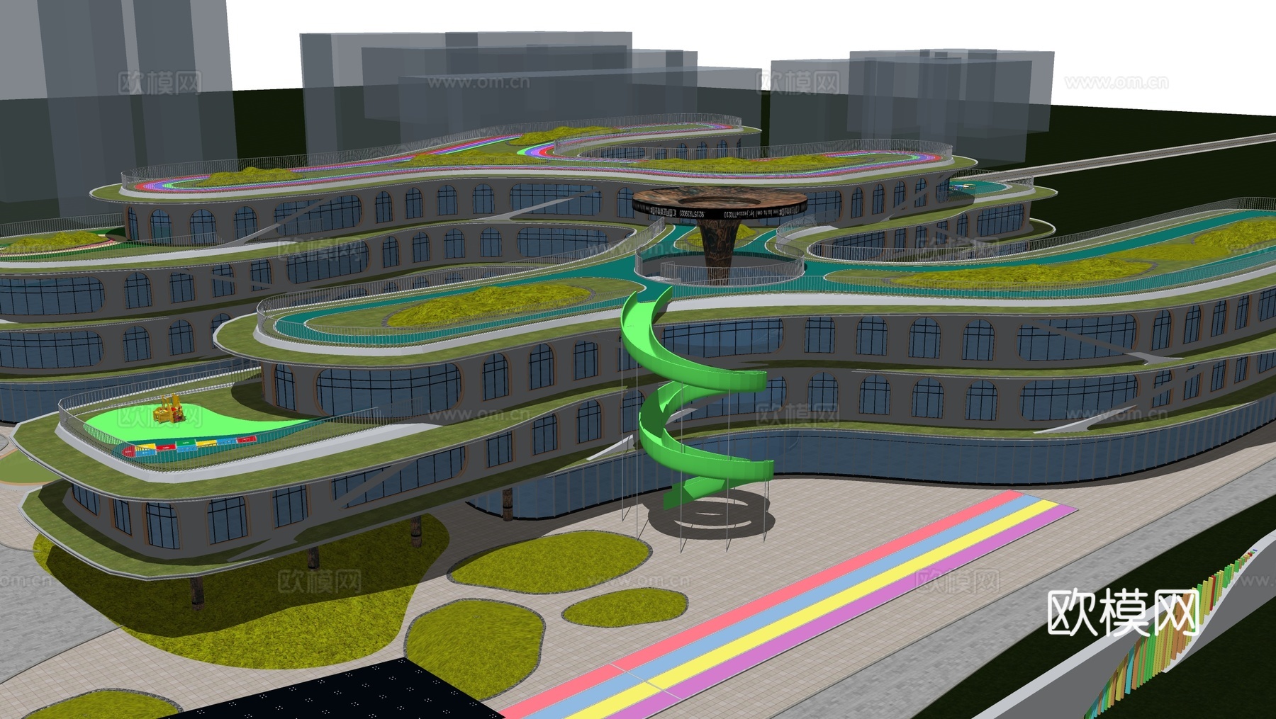 现代学校建筑 异型建筑su模型