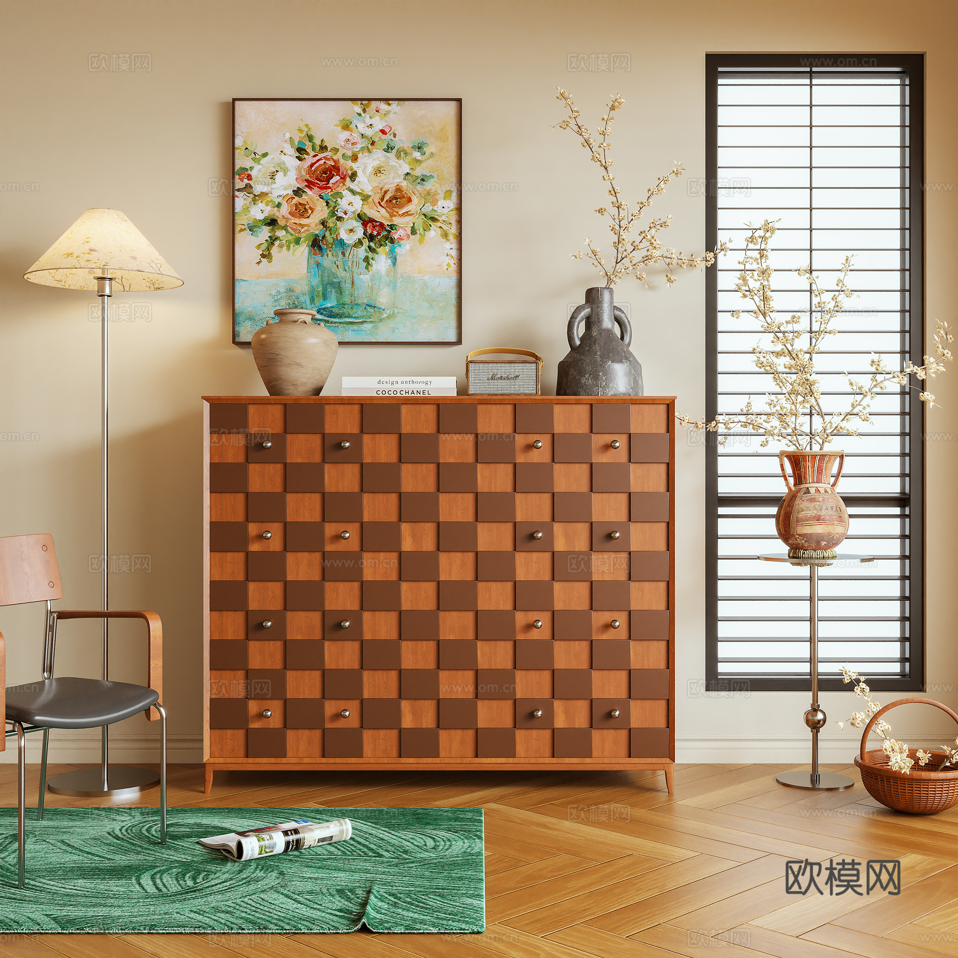 斗柜 玄关柜 储物柜 边柜 置物柜 摆件3d模型下载