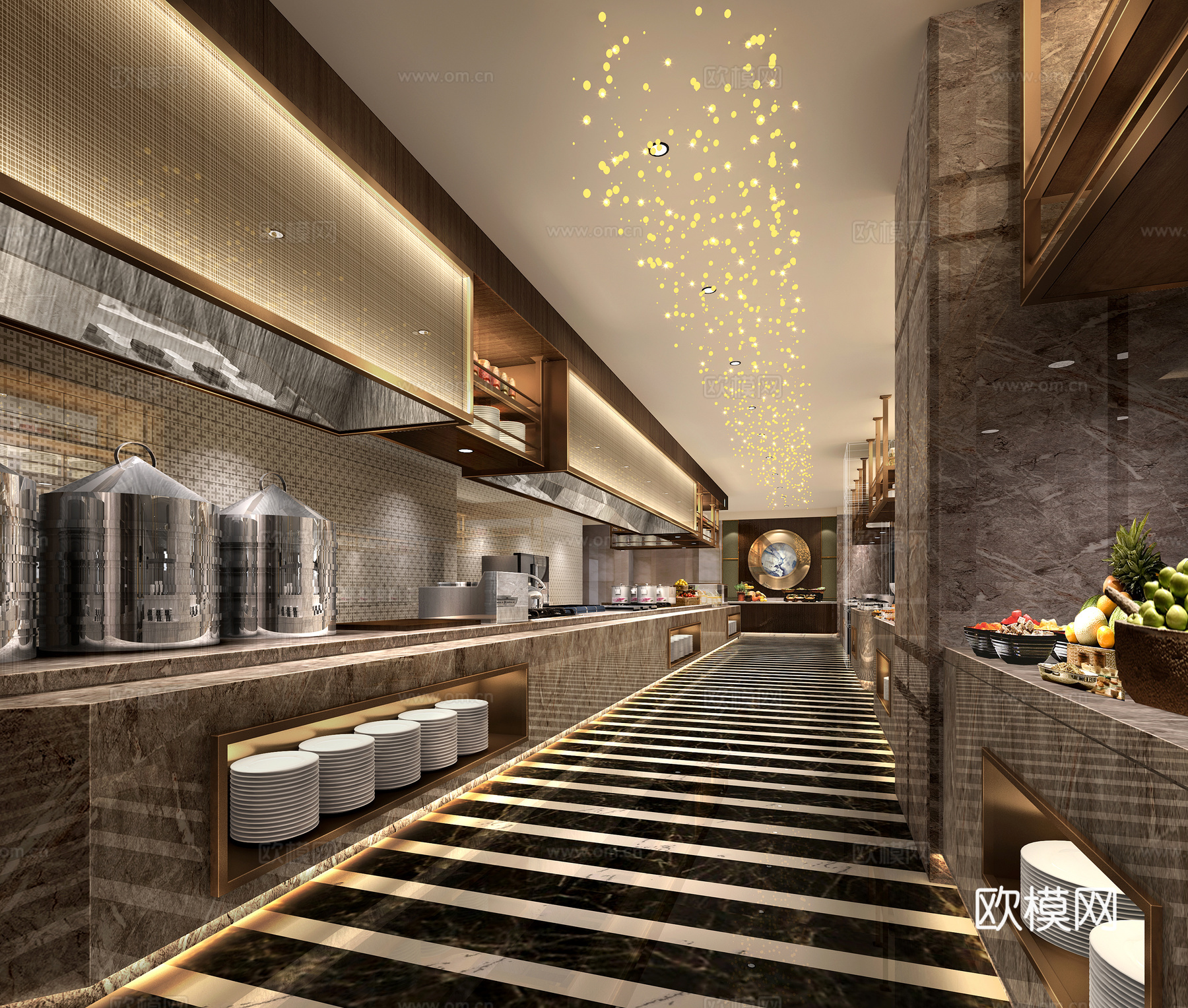 现代全日餐厅自助餐厅3d模型下载