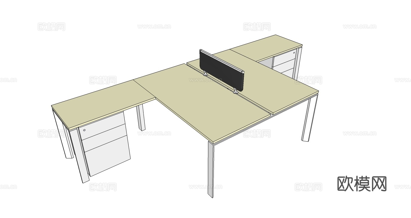 办公工位 文件柜 办公家具 工位 办公室 屏风工位su模型