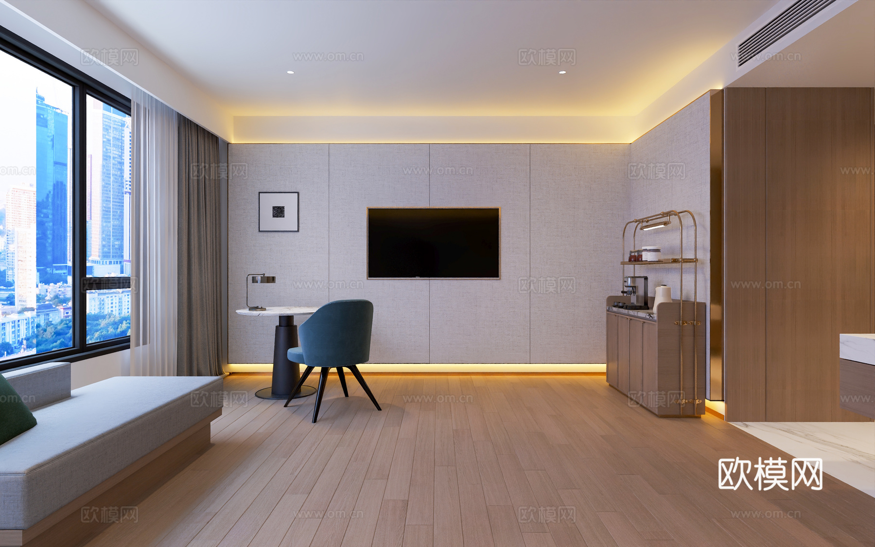 酒店标准间3d模型下载（渲染图3）