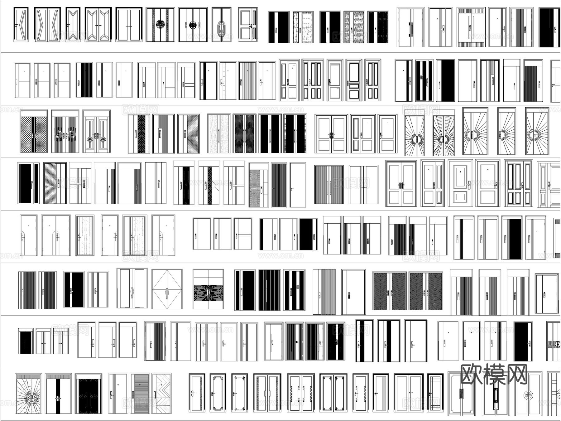 2026年最新超全防盗门入户门单开门CAD图库cad施工图
