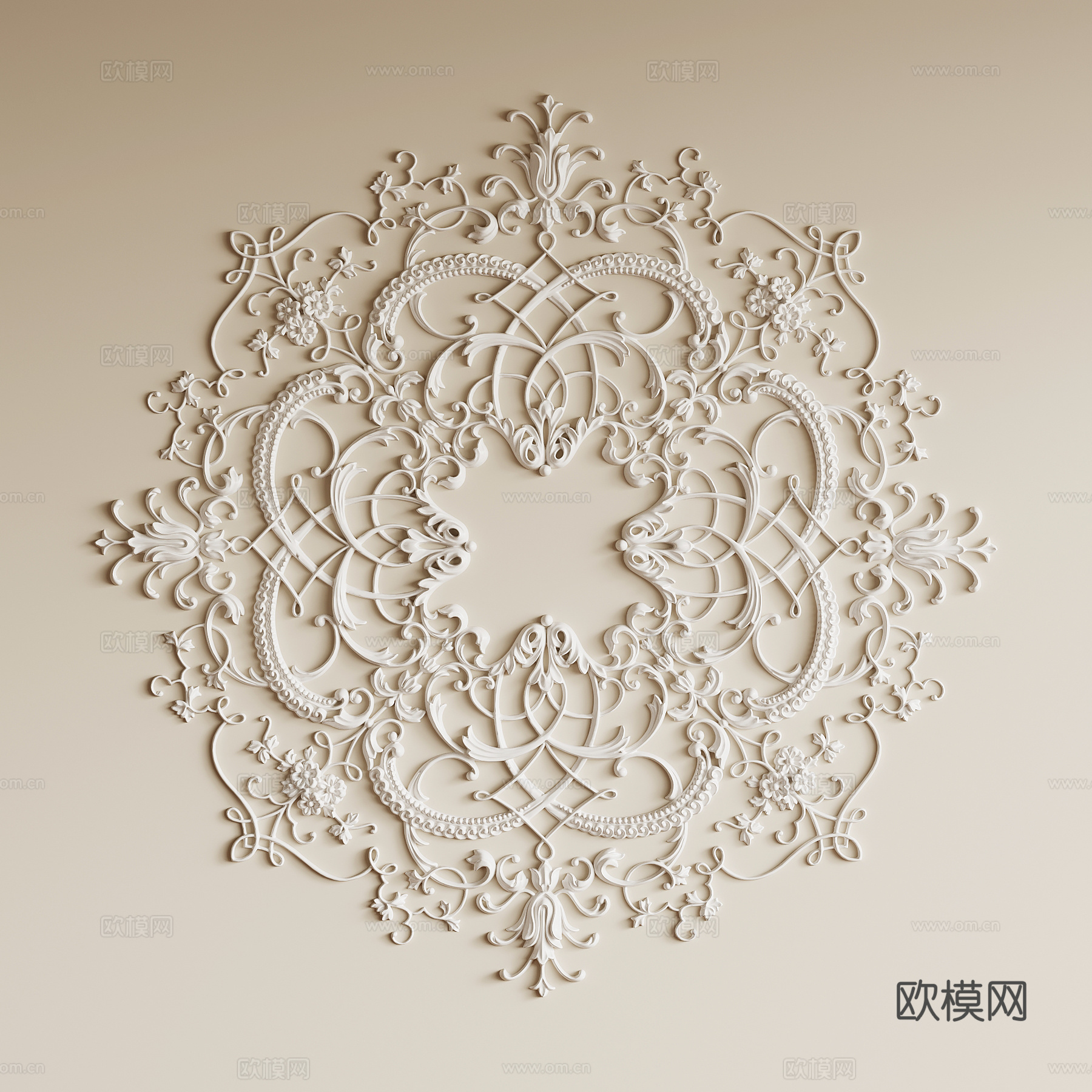 法式复古雕花灯盘su模型