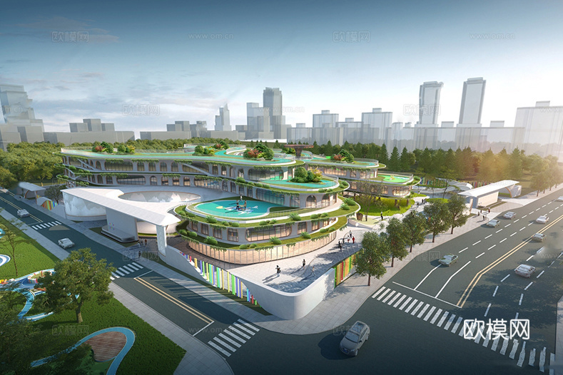 现代学校建筑 异型建筑su模型