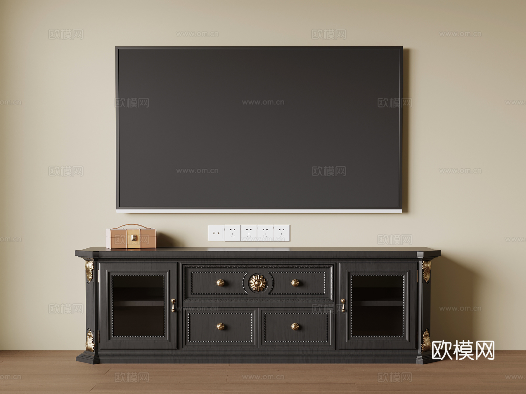 法式复古电视柜 边柜su模型