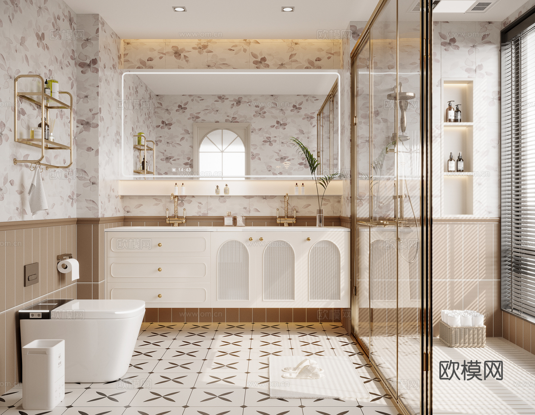 法式奶油风卫生间3d模型下载