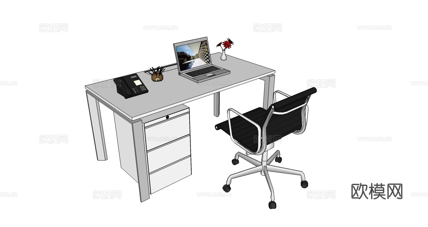 办公工位 文件柜 办公家具 工位 办公室 屏风工位su模型