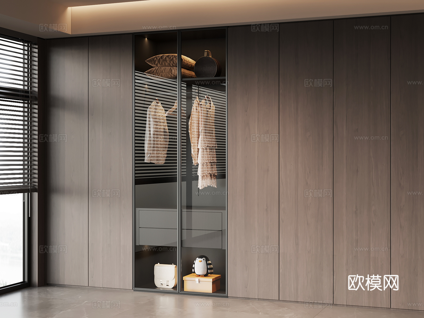 现代意式衣柜su模型