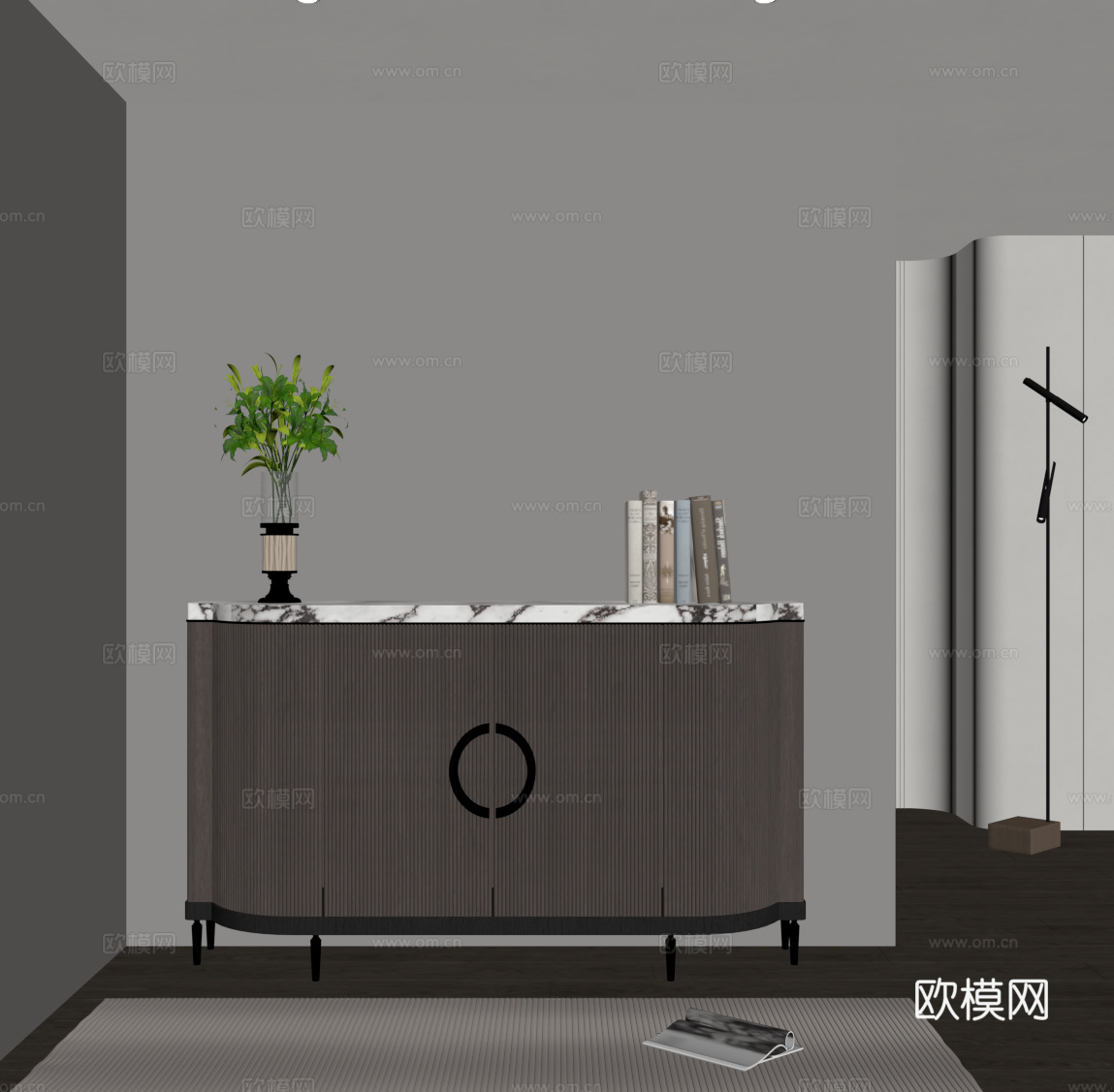 现代意式玄关柜 边柜 鞋柜su模型