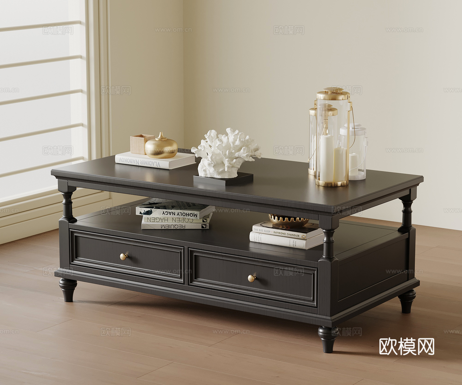 法式复古茶几 方形茶几su模型