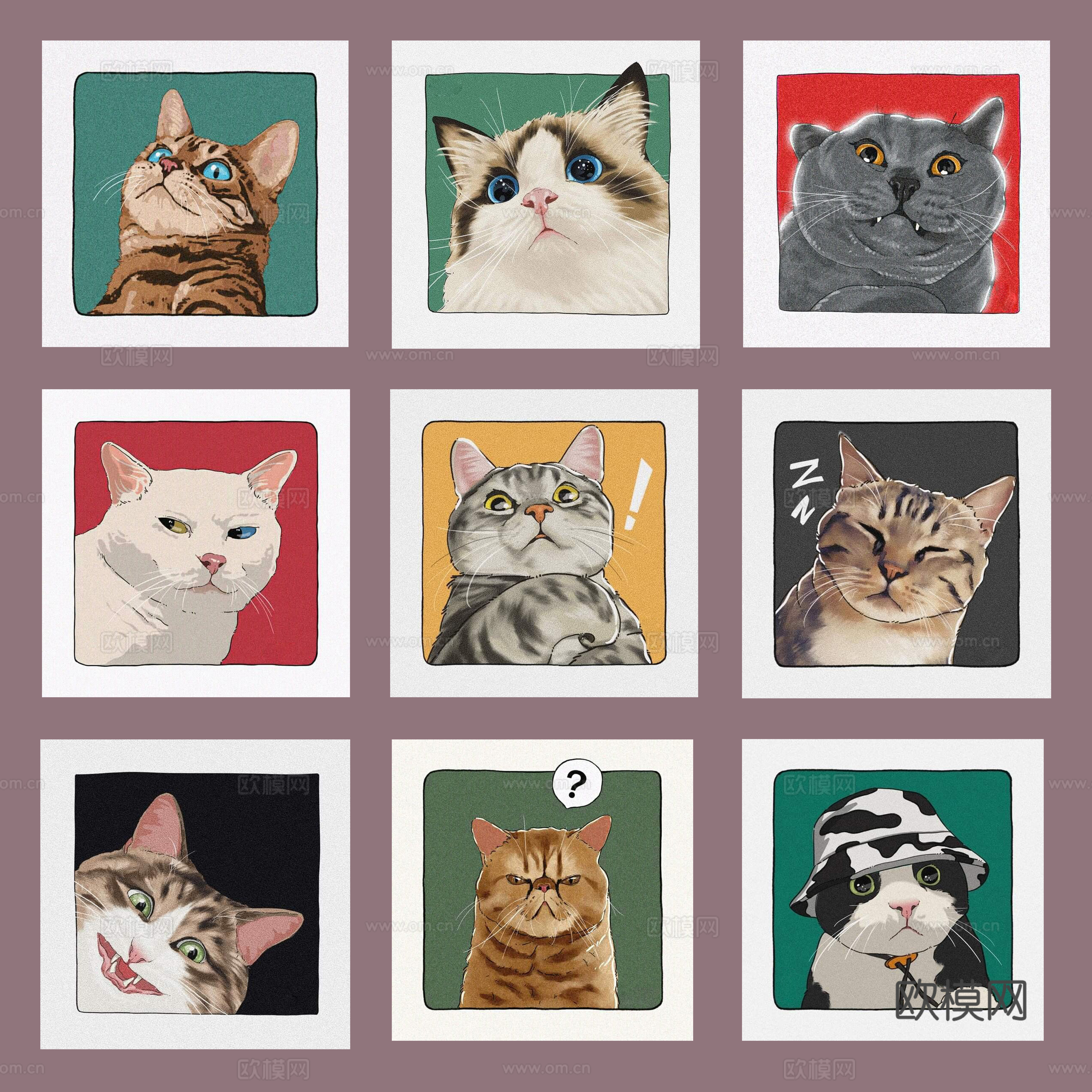 现代潮流猫咪卡通装饰画