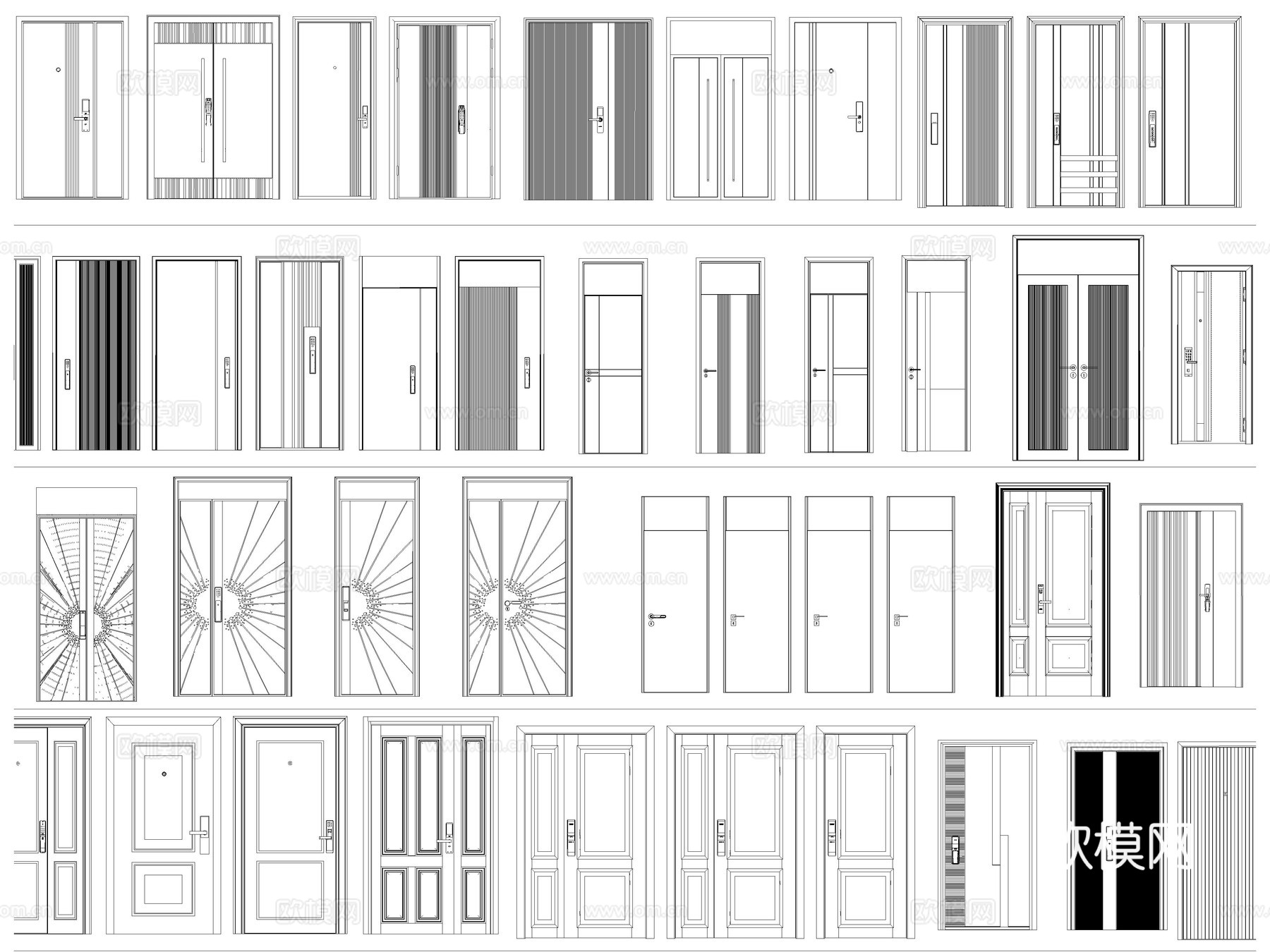 2026年最新超全防盗门入户门单开门CAD图库cad施工图