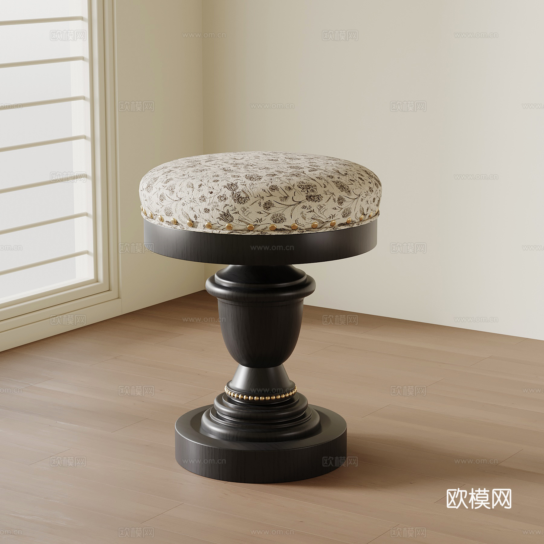 法式复古凳子 梳妆凳 换鞋凳3d模型下载