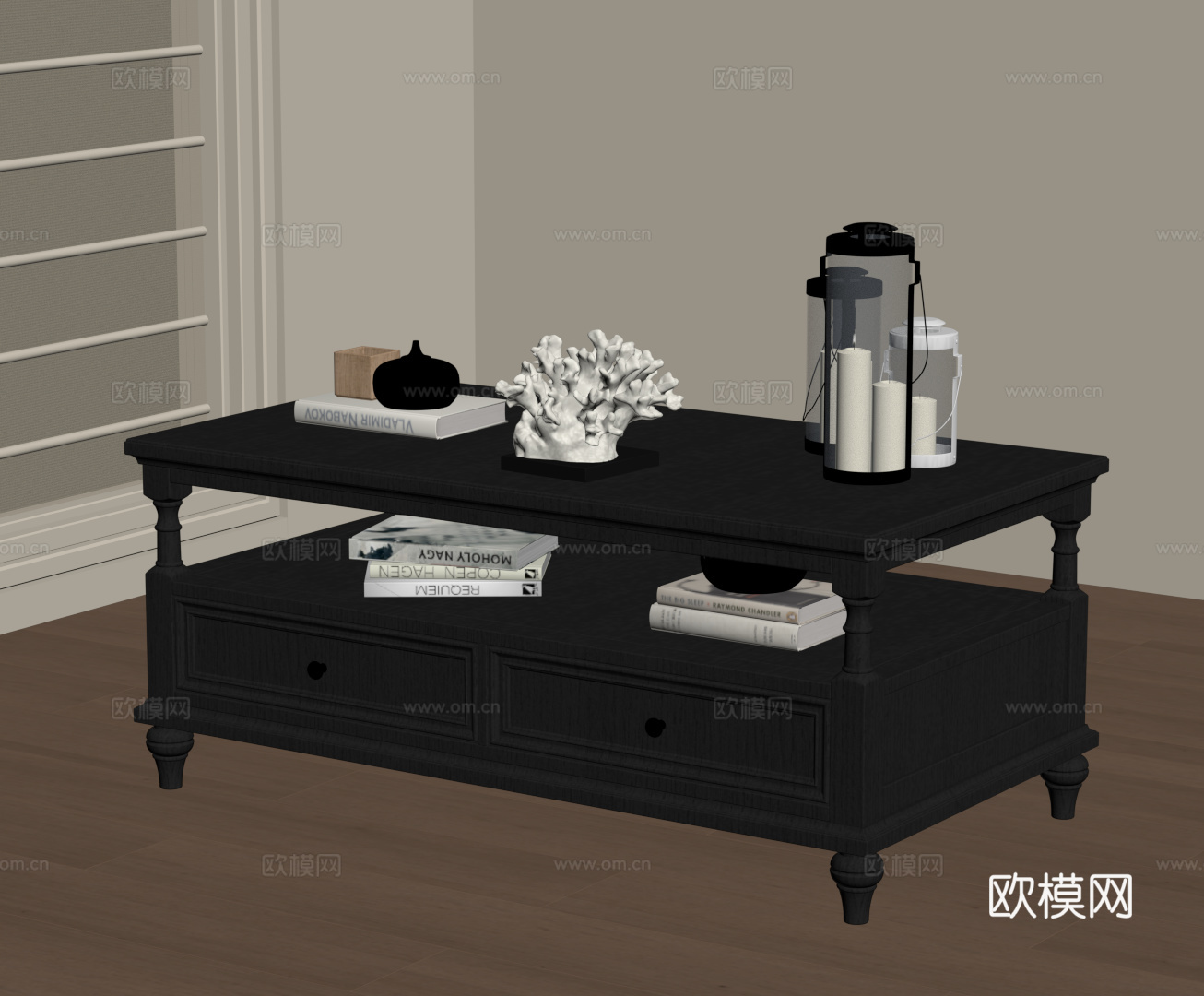 法式复古茶几 方形茶几su模型