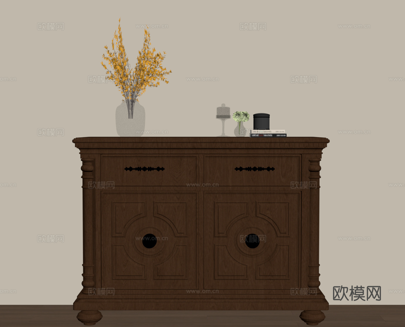 法式中古玄关柜 边柜 矮柜su模型