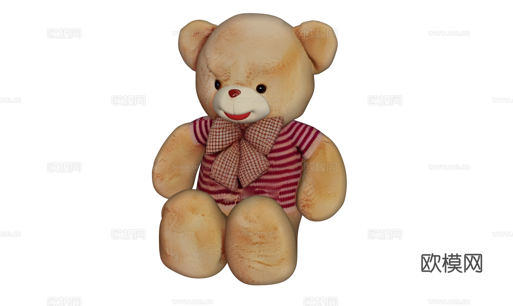 红色条纹衣服的小熊玩具su模型