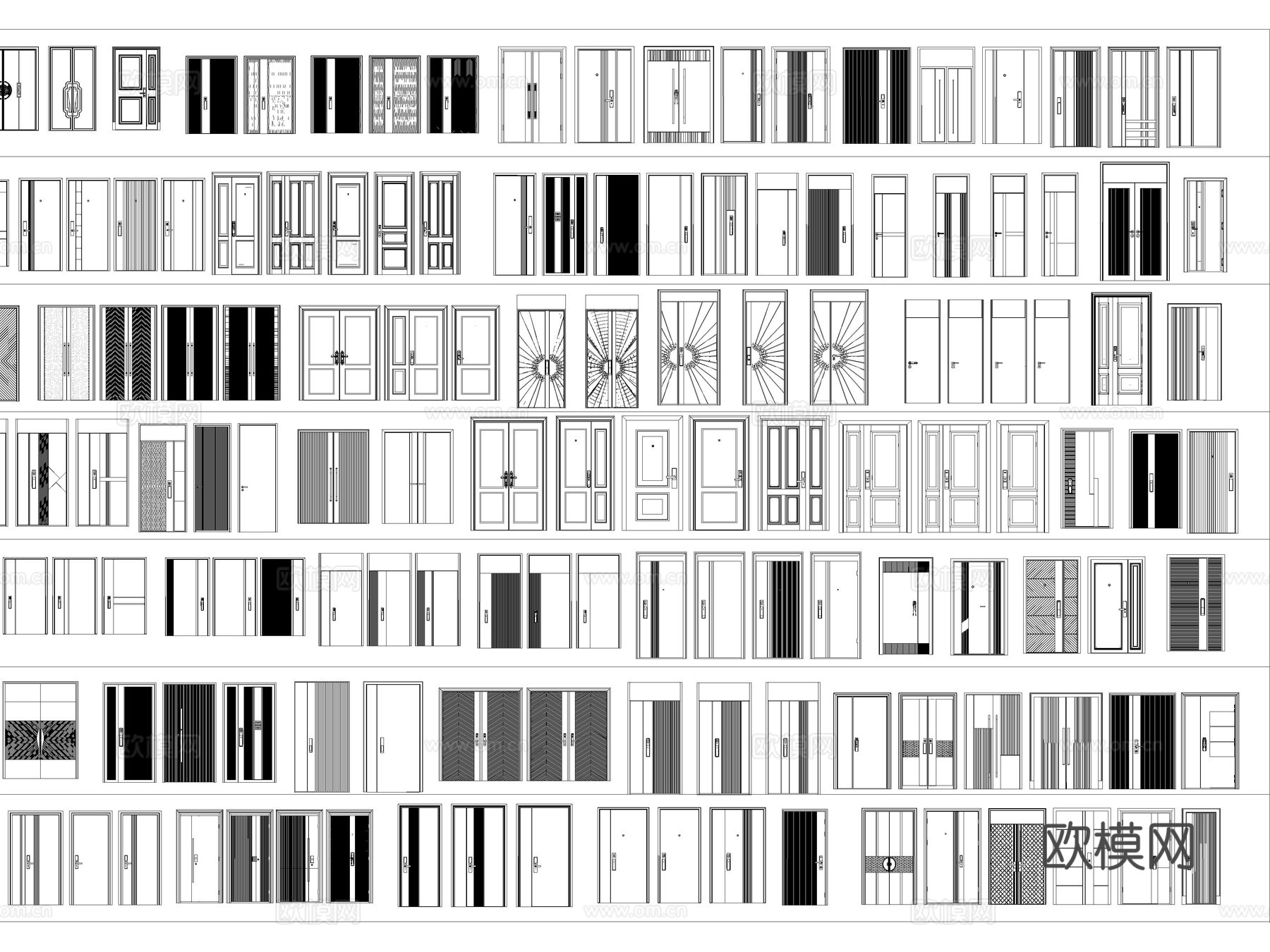 2026年最新超全防盗门入户门单开门CAD图库cad施工图