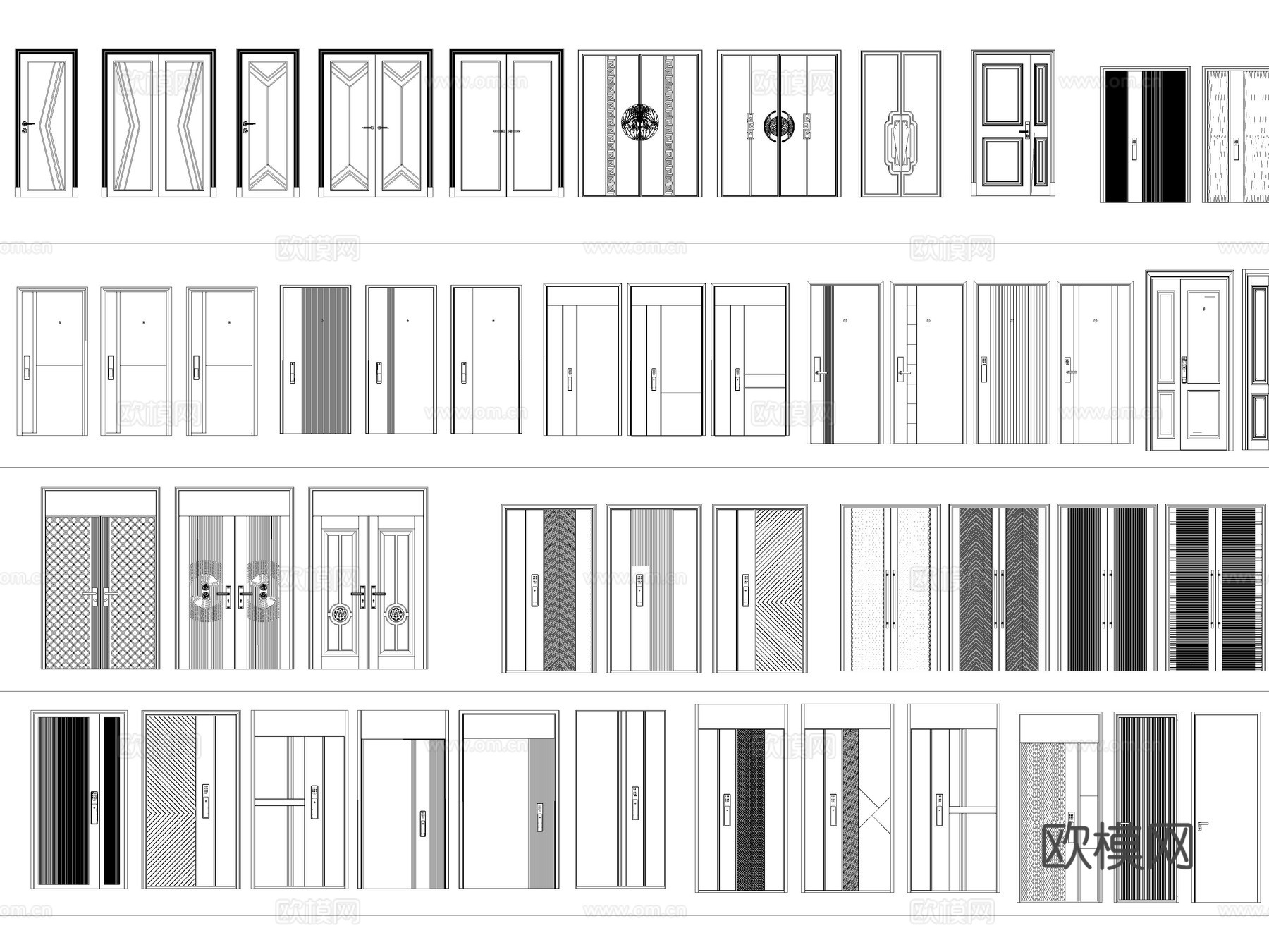 2026年最新超全防盗门入户门单开门CAD图库cad施工图