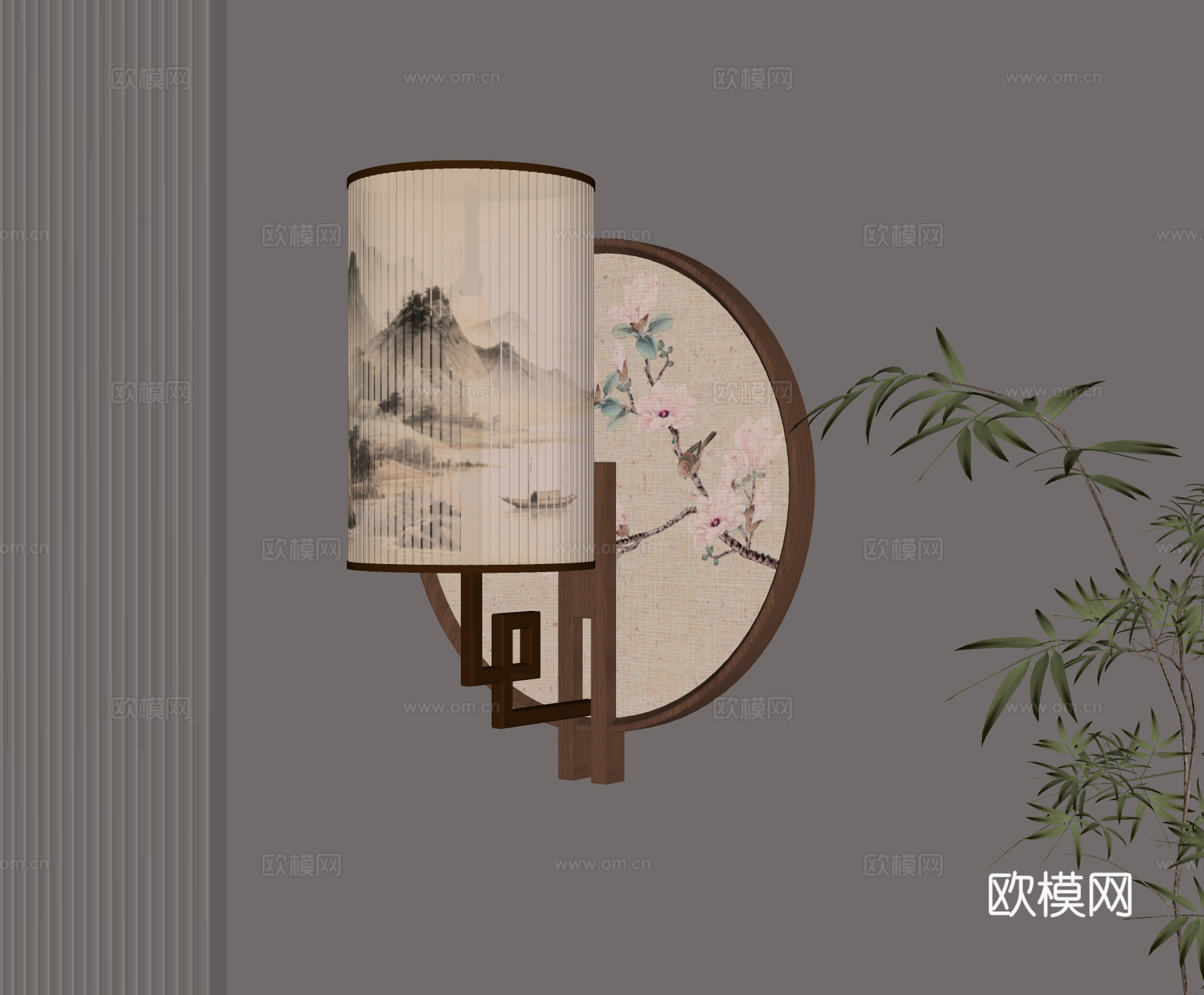 新中式壁灯su模型