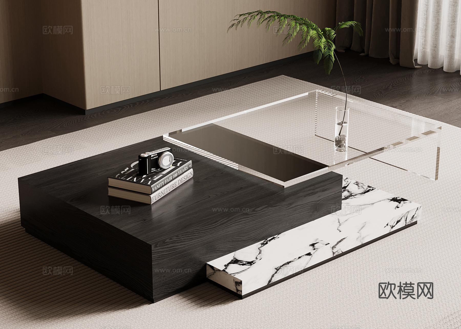 现代意式茶几su模型下载（渲染图1）