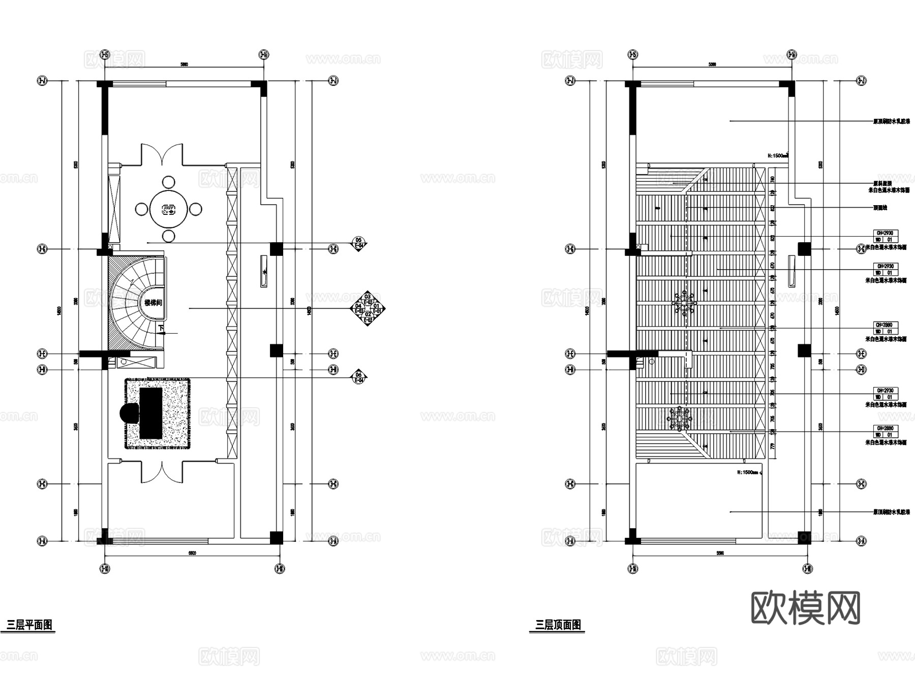 翠屏九溪诚园南区三层别墅N3户型样板房(阁楼)室内家装CADcad施工图