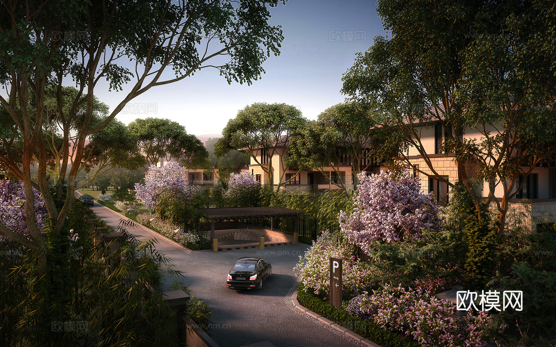 现代户外别墅园林景观3d模型下载