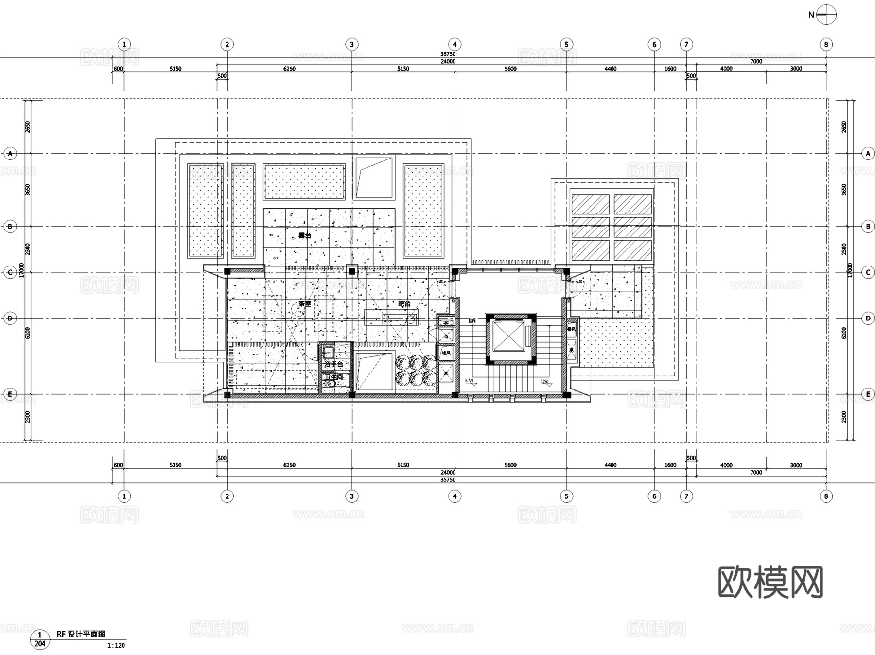 三亚海棠湾四季酒店别墅A型室内家装CAD施工图整套cad施工图