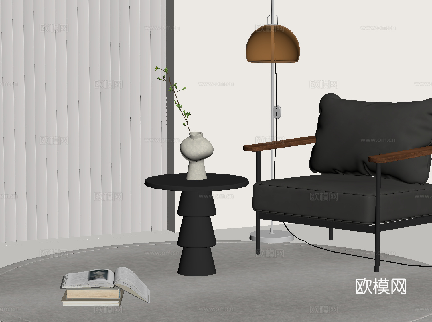 现代边几 圆几su模型