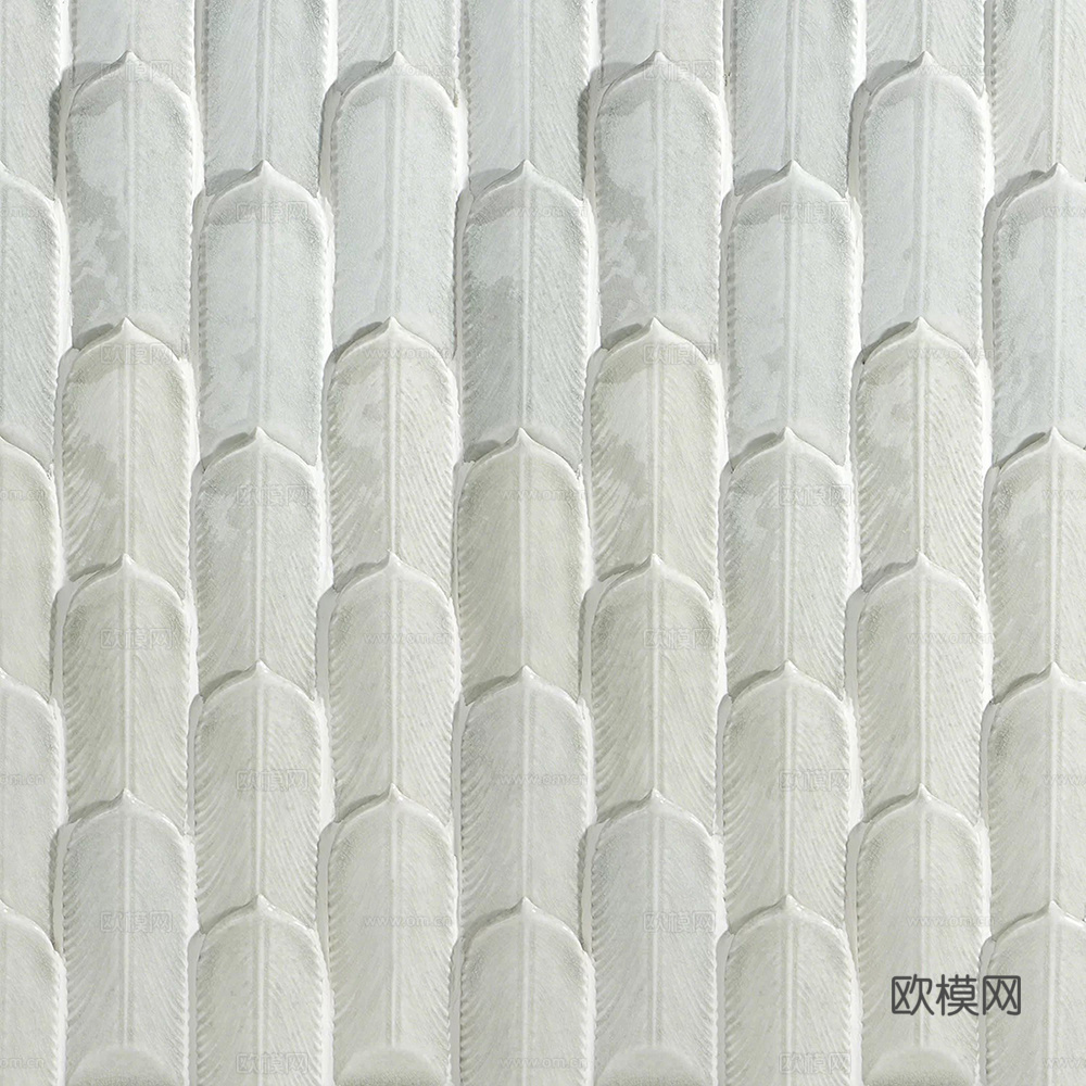 现代无缝简约艺术砖 大理石瓷砖 白色羽毛砖贴图