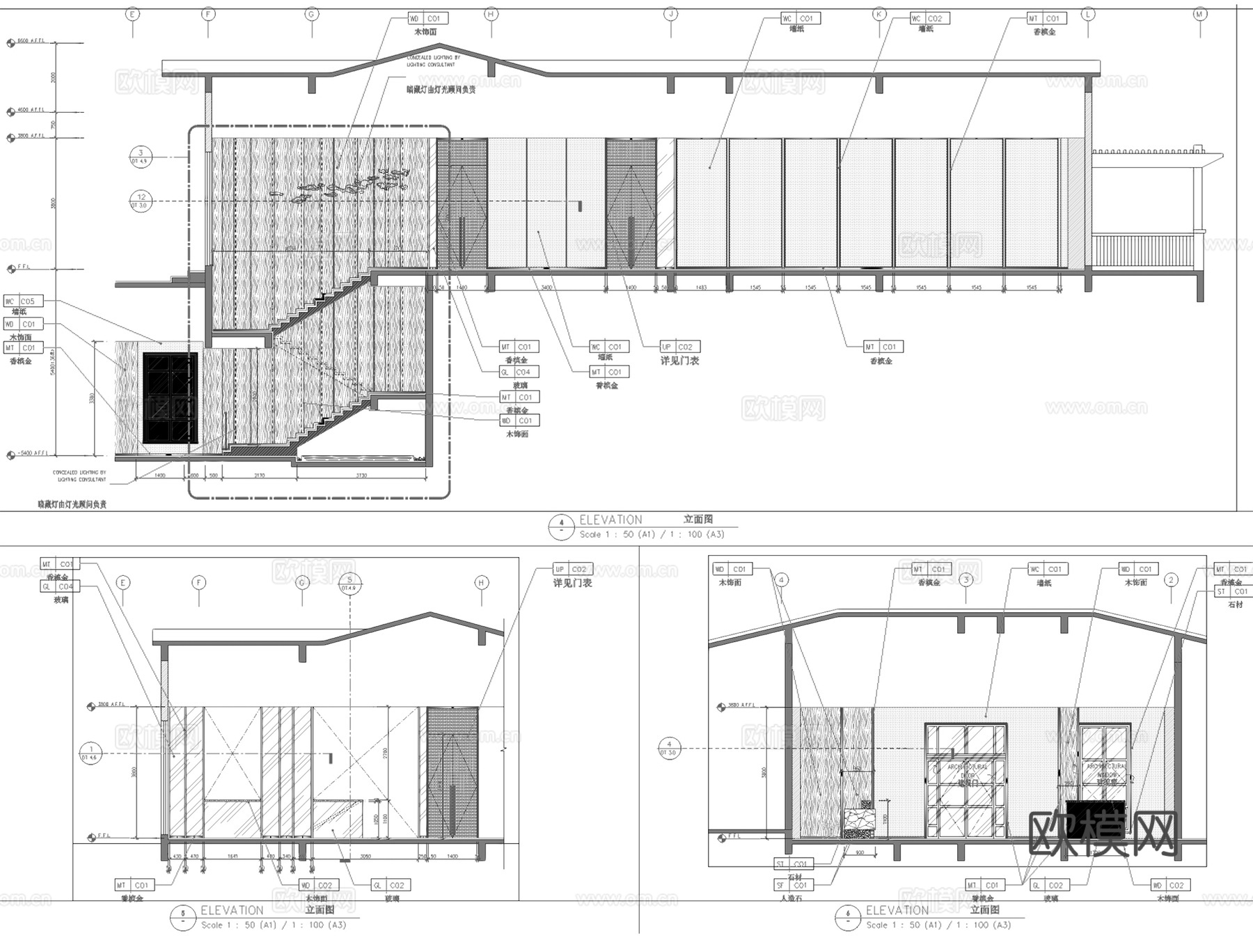 上海宝山罗店新镇F1-3住宅会所室内工装CAD施工图整套cad施工图