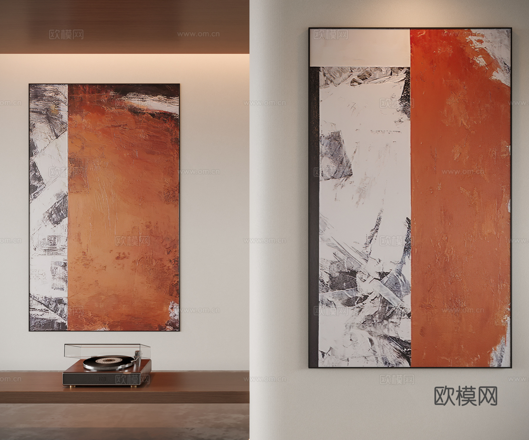 现代中古风装饰画su模型