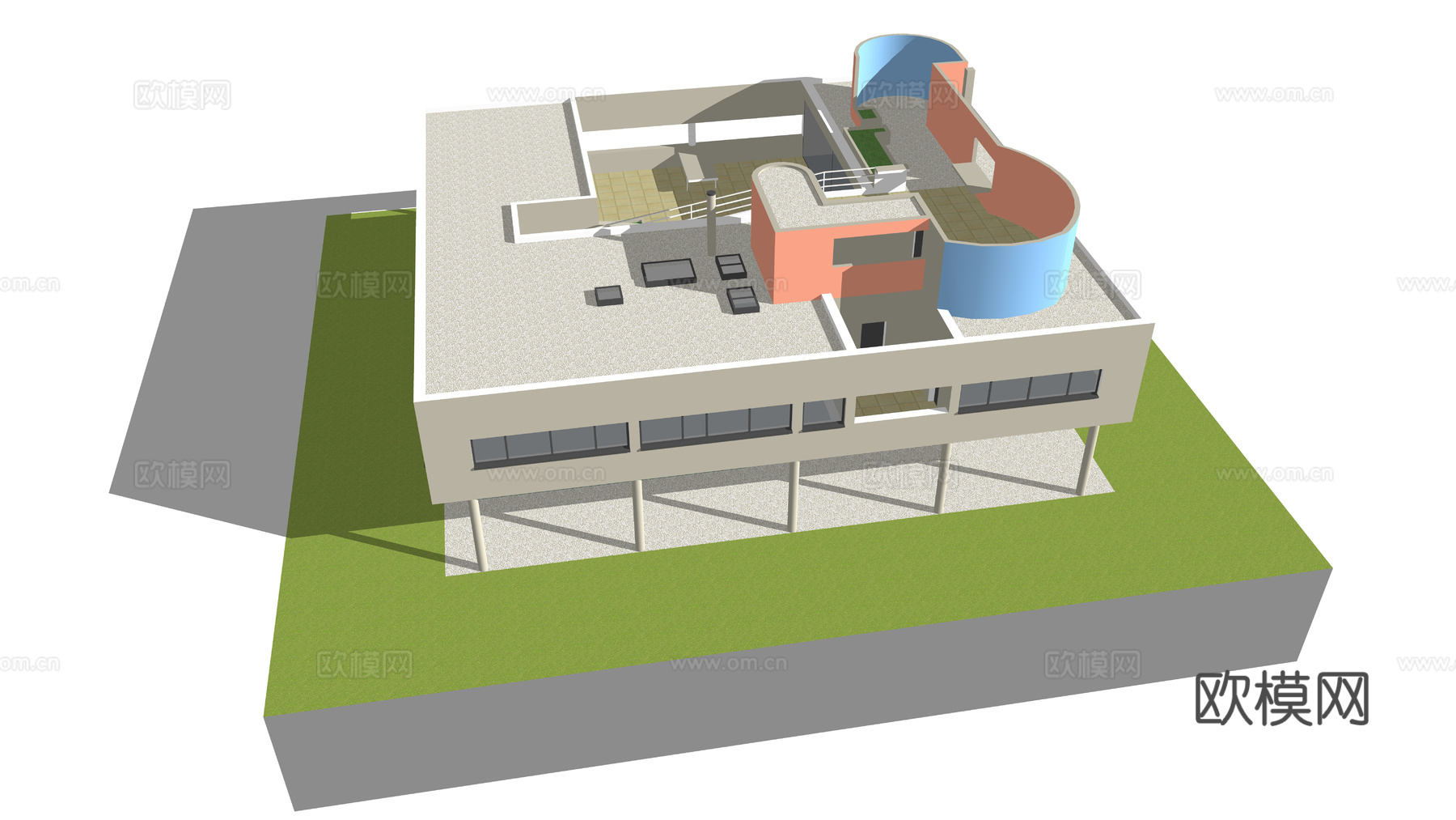 现代风格萨伏伊别墅建筑su模型
