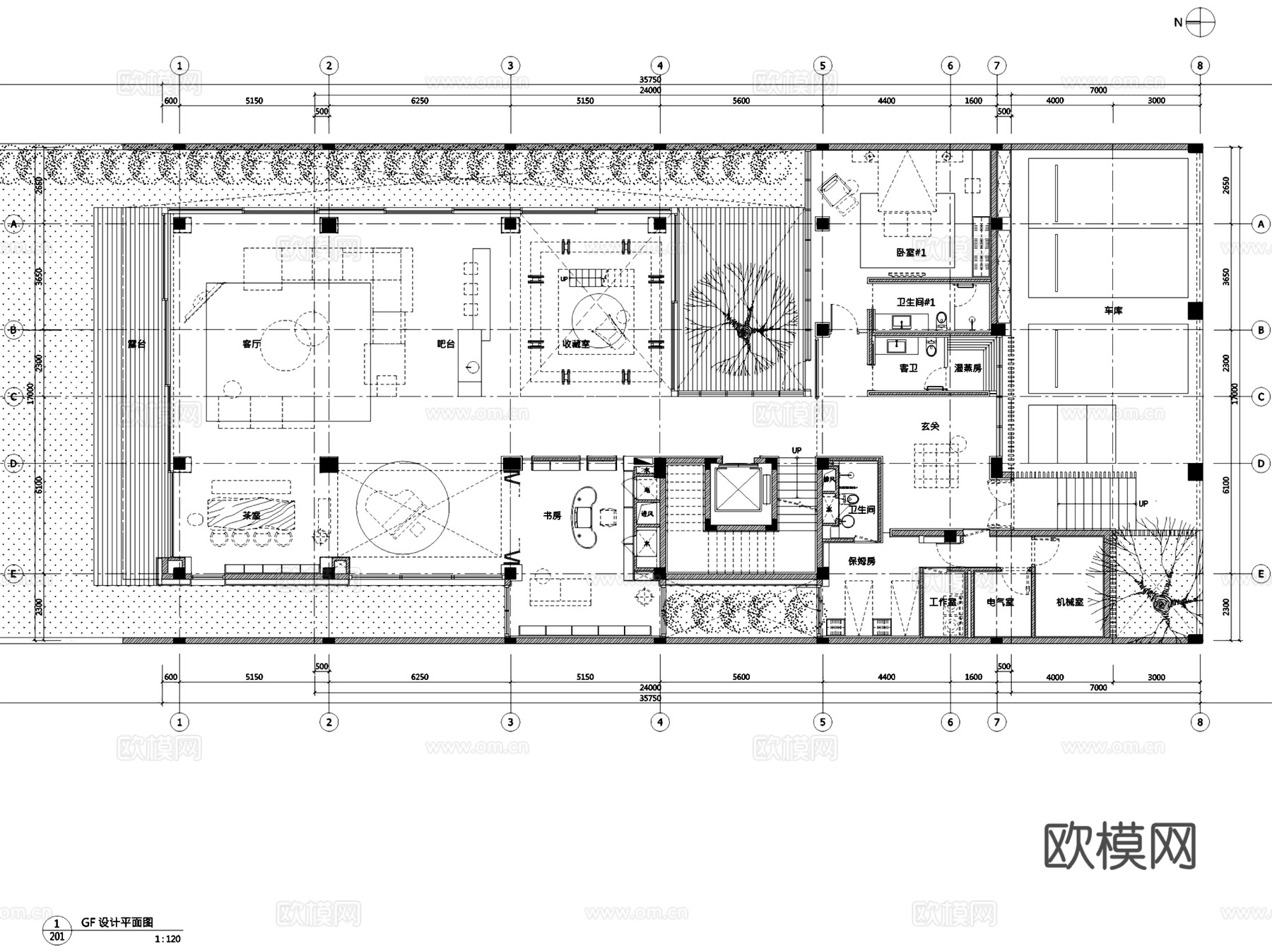 三亚海棠湾四季酒店别墅A型室内家装CAD施工图整套cad施工图