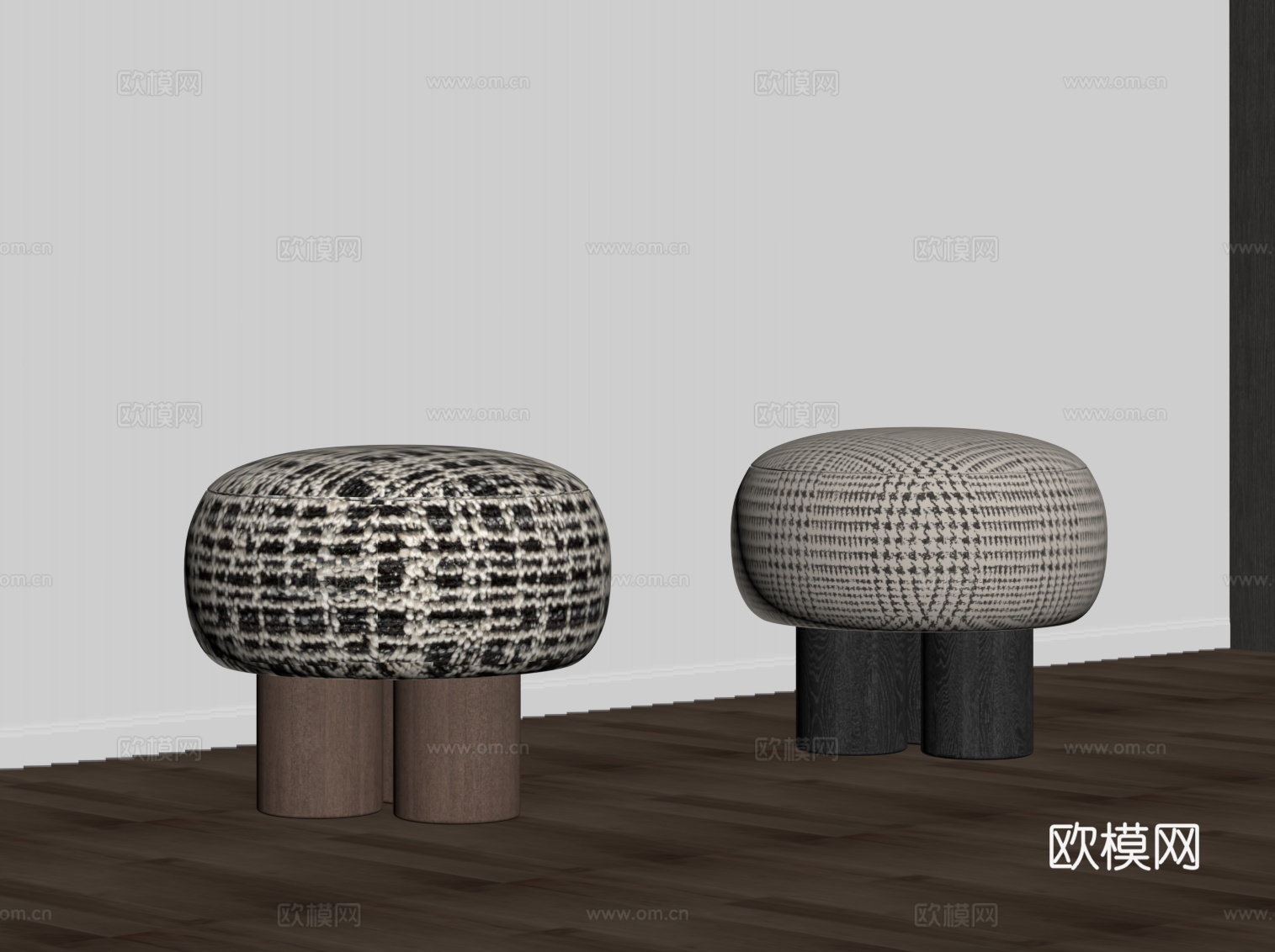 现代中古风换鞋凳 沙发凳su模型