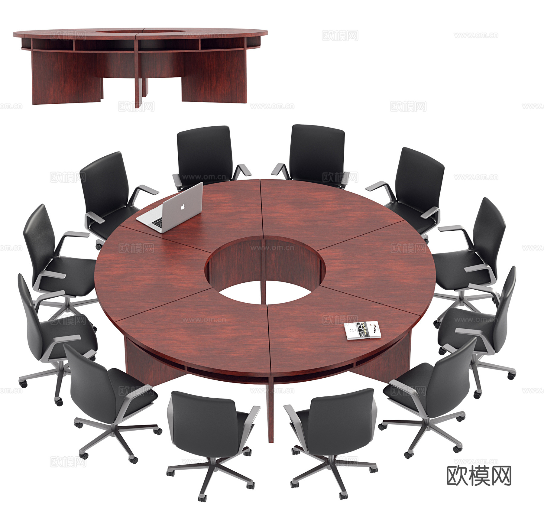 现代会议桌 洽谈桌 圆形会议桌 圆桌 圆桌会议 会议椅 办公3d模型下载