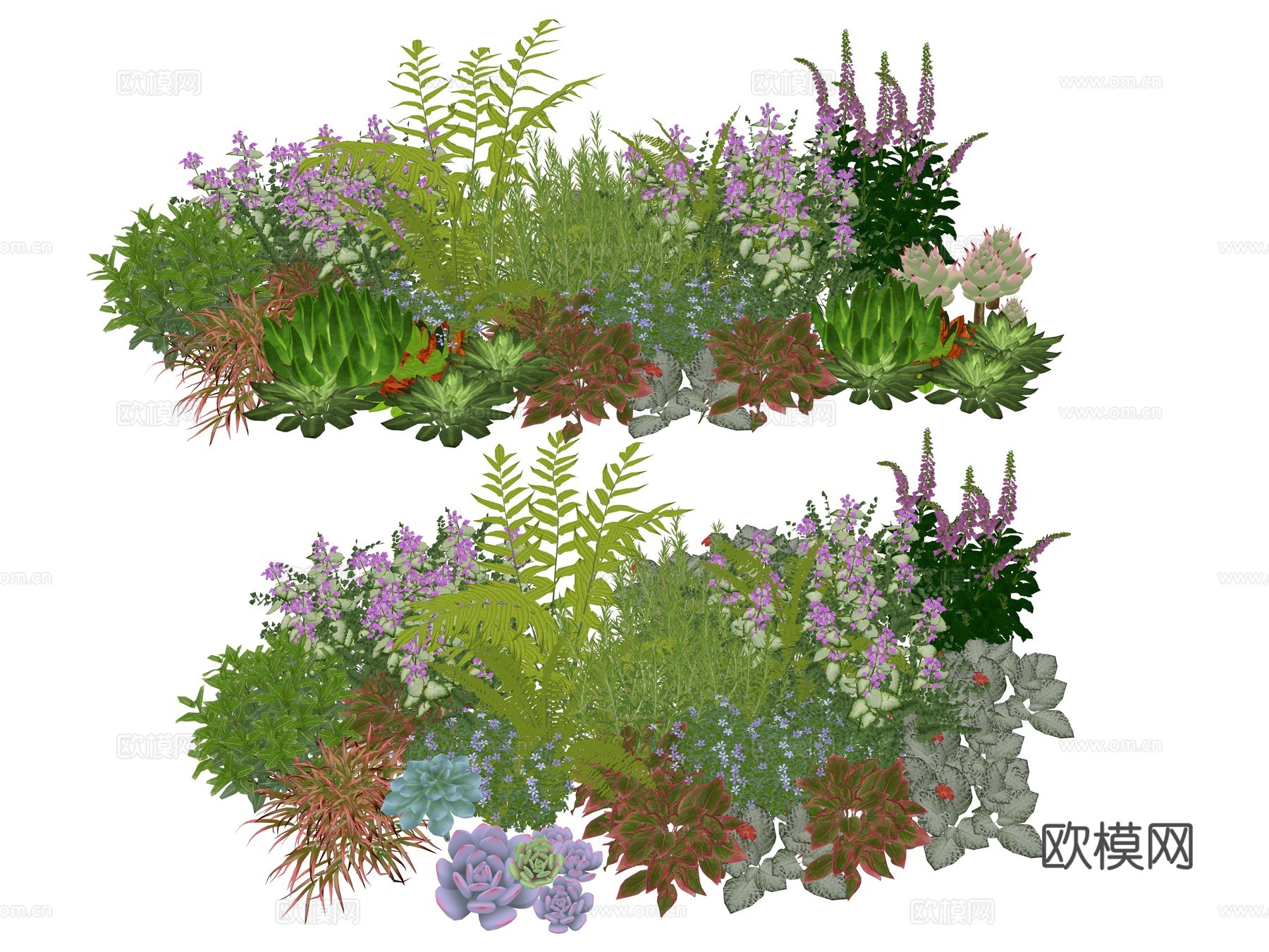 现代庭院植物堆景观组合su模型