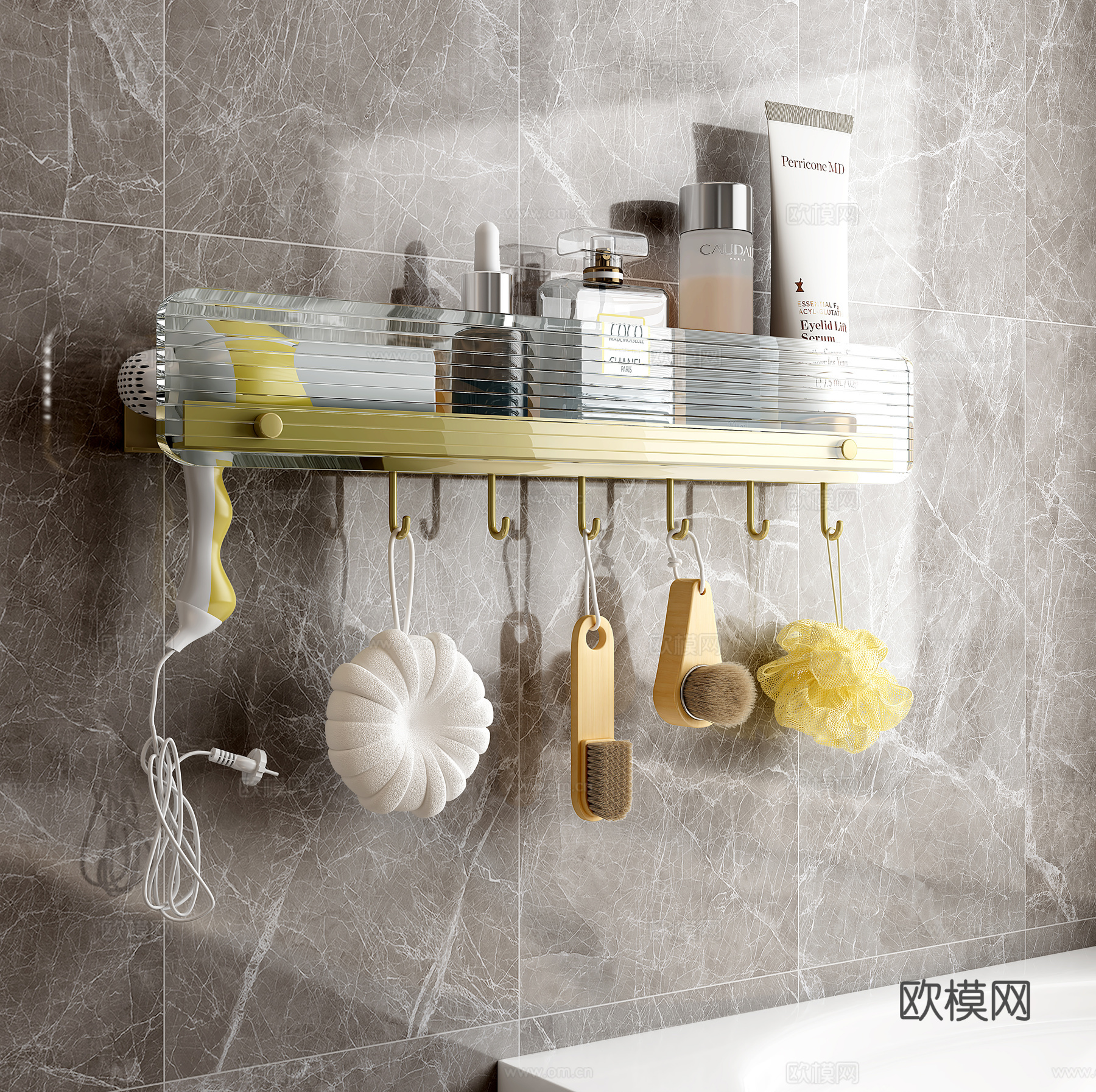现代卫浴摆件 挂钩 架子 洗漱用品3d模型下载