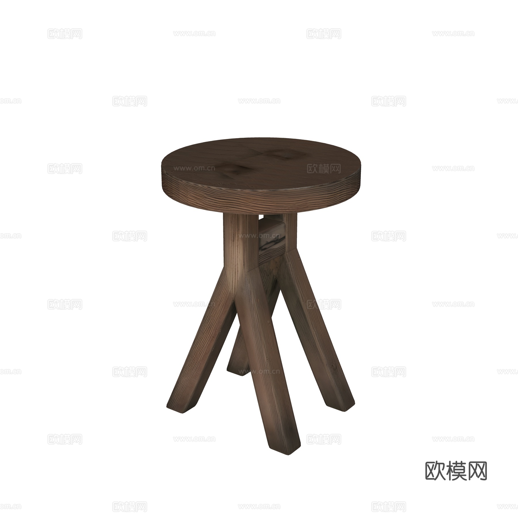 中古风木质矮凳 沙发凳su模型