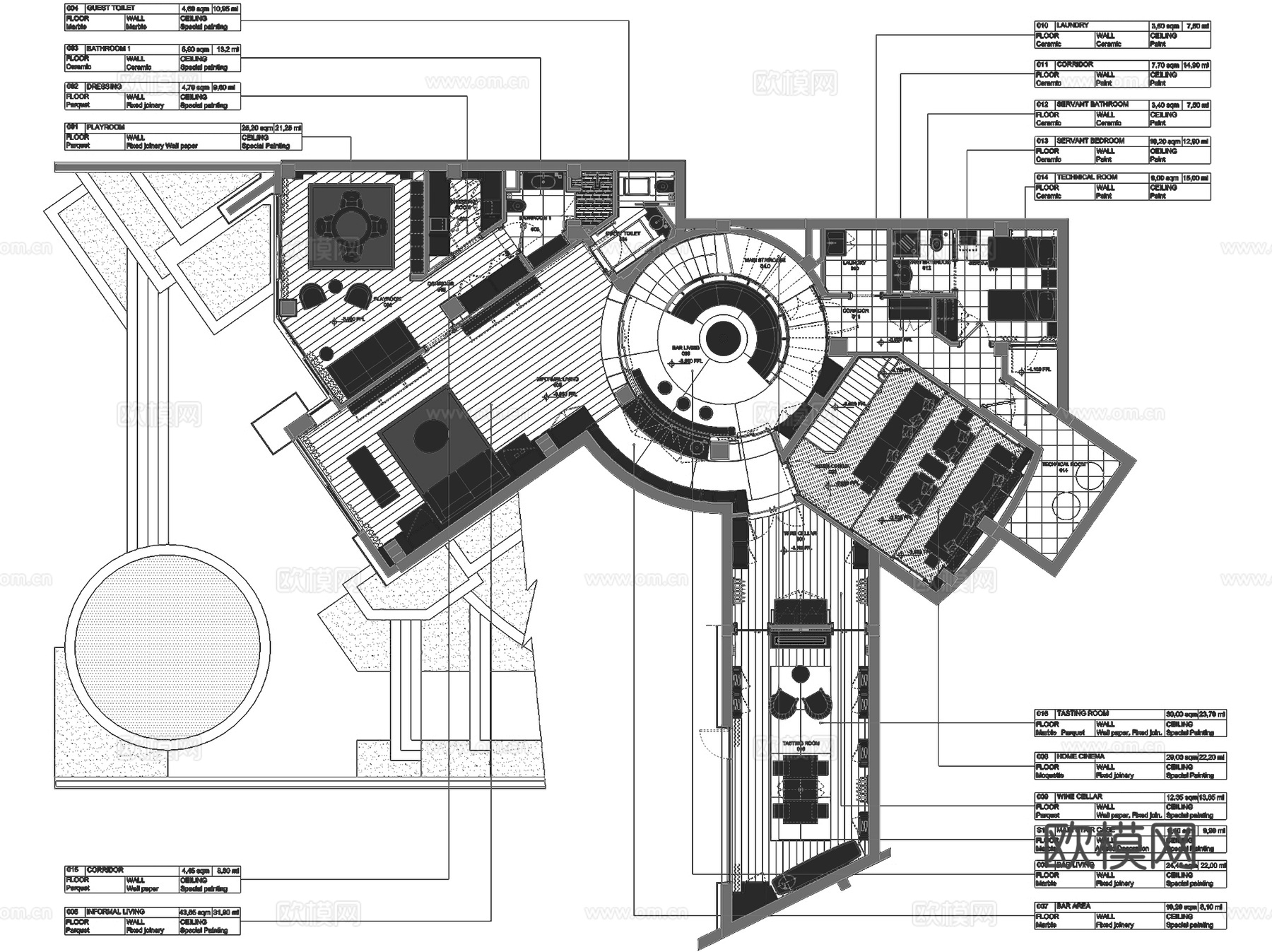 成都麓湖生态城二层别墅C户型样板间室内家装CAD施工图整套cad施工图