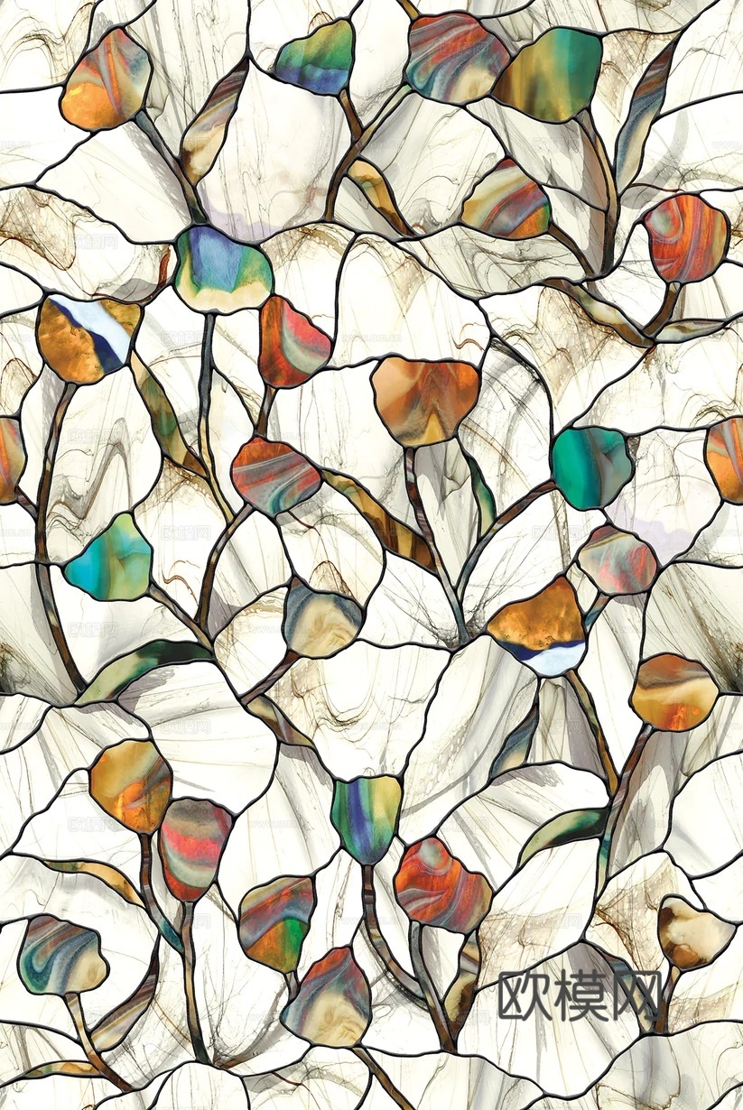 花朵图案艺术玻璃