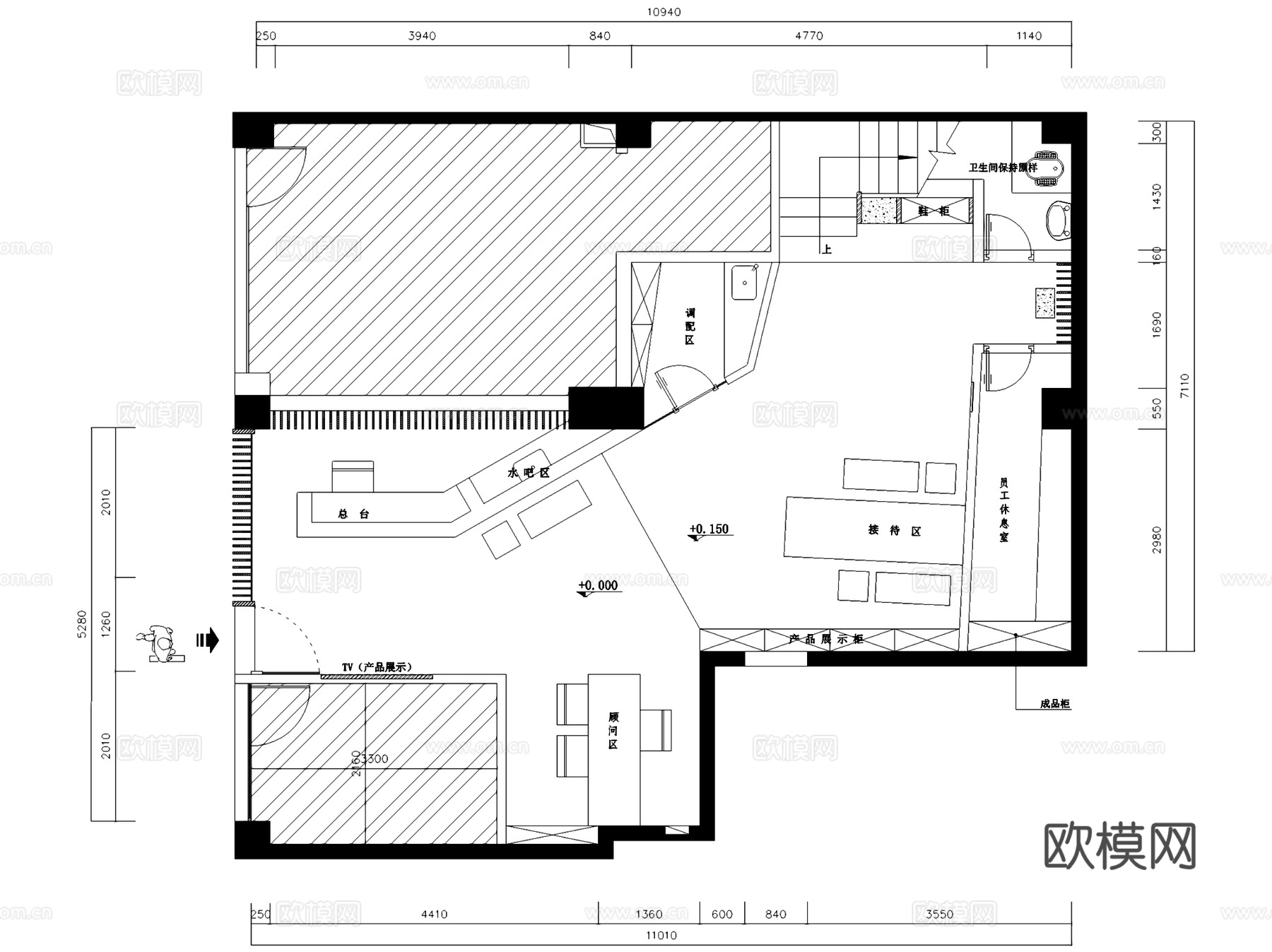 澜馨SPA养生馆美容美发沙龙中心室内工装CAD施工图cad施工图