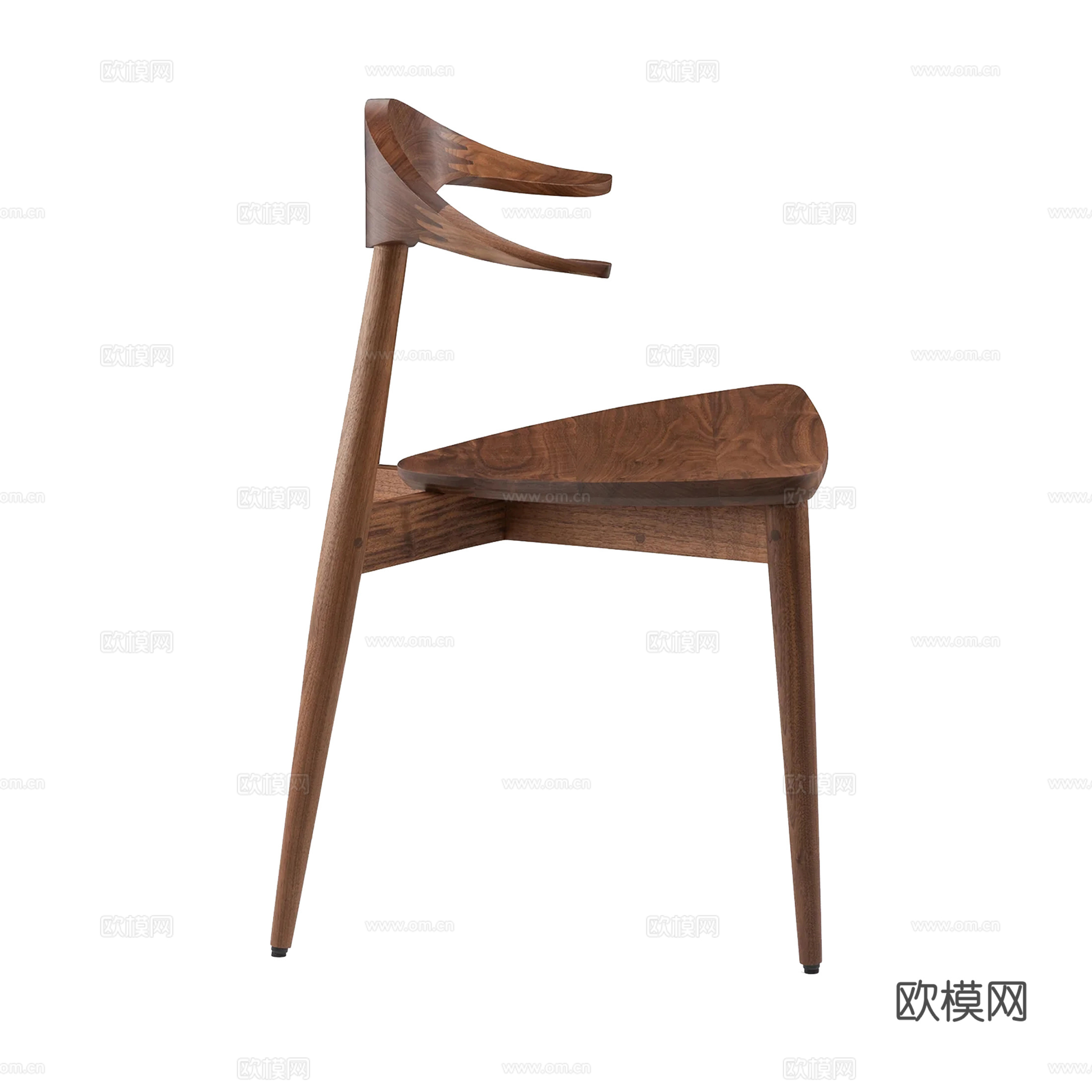 木质单椅 餐椅3d模型下载（渲染图2）