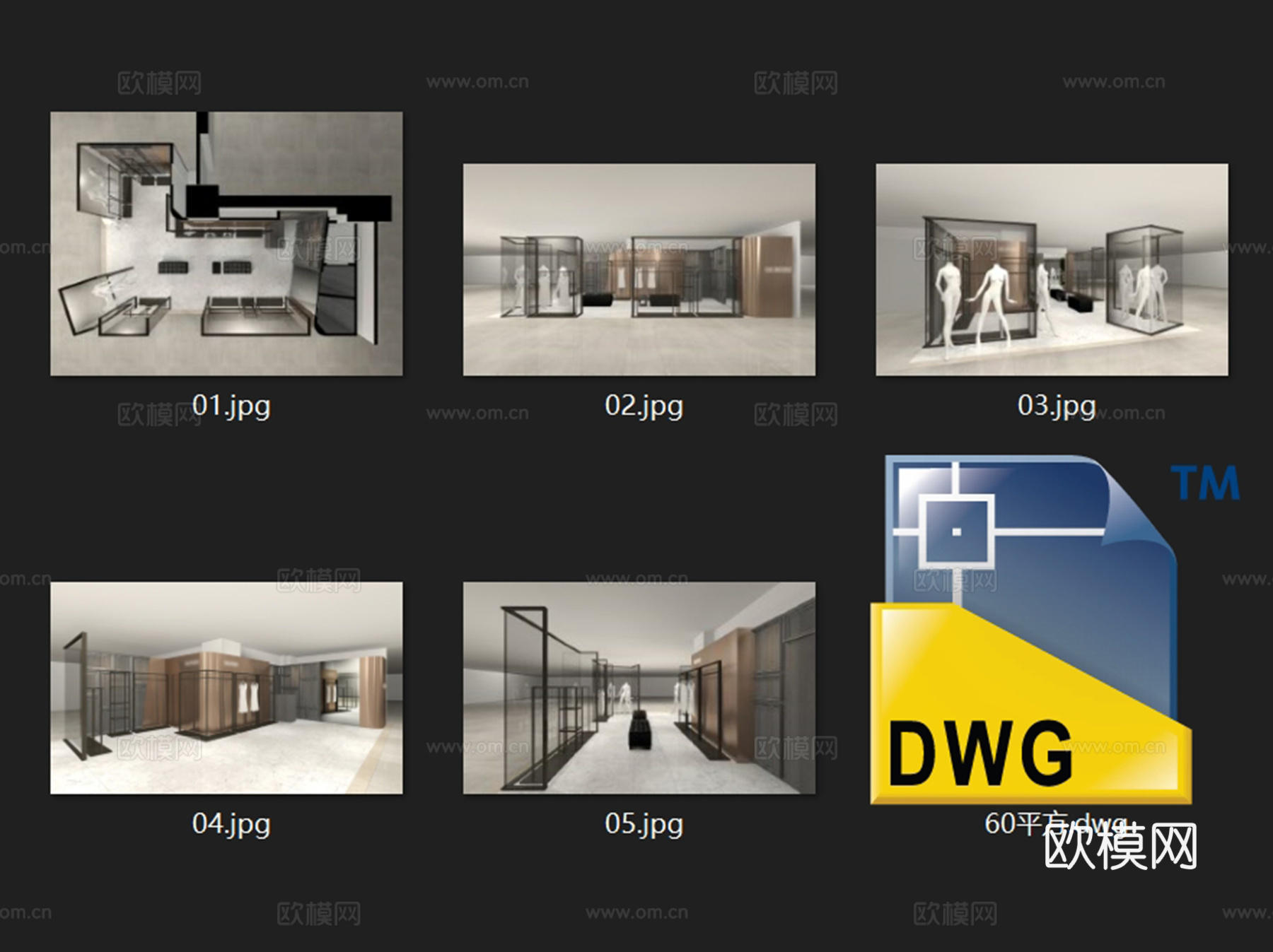 六十平方米服装展厅室内工装CAD施工图cad施工图