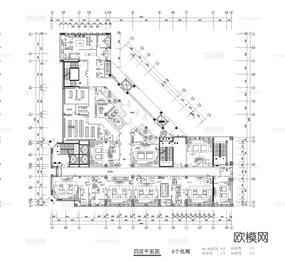最新完整版KTV会所平面施工图合集cad施工图
