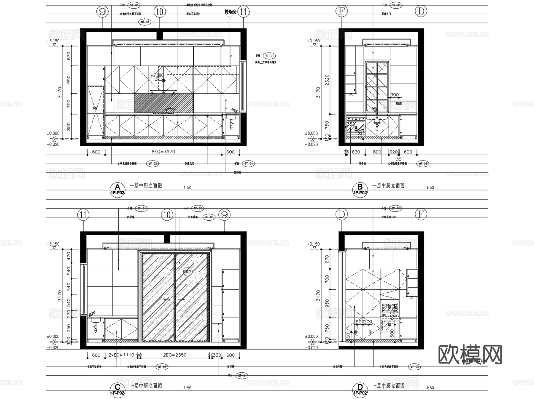昆明古滇样板房湖景林苑B区500A户型二层别墅室内家装CADcad施工图
