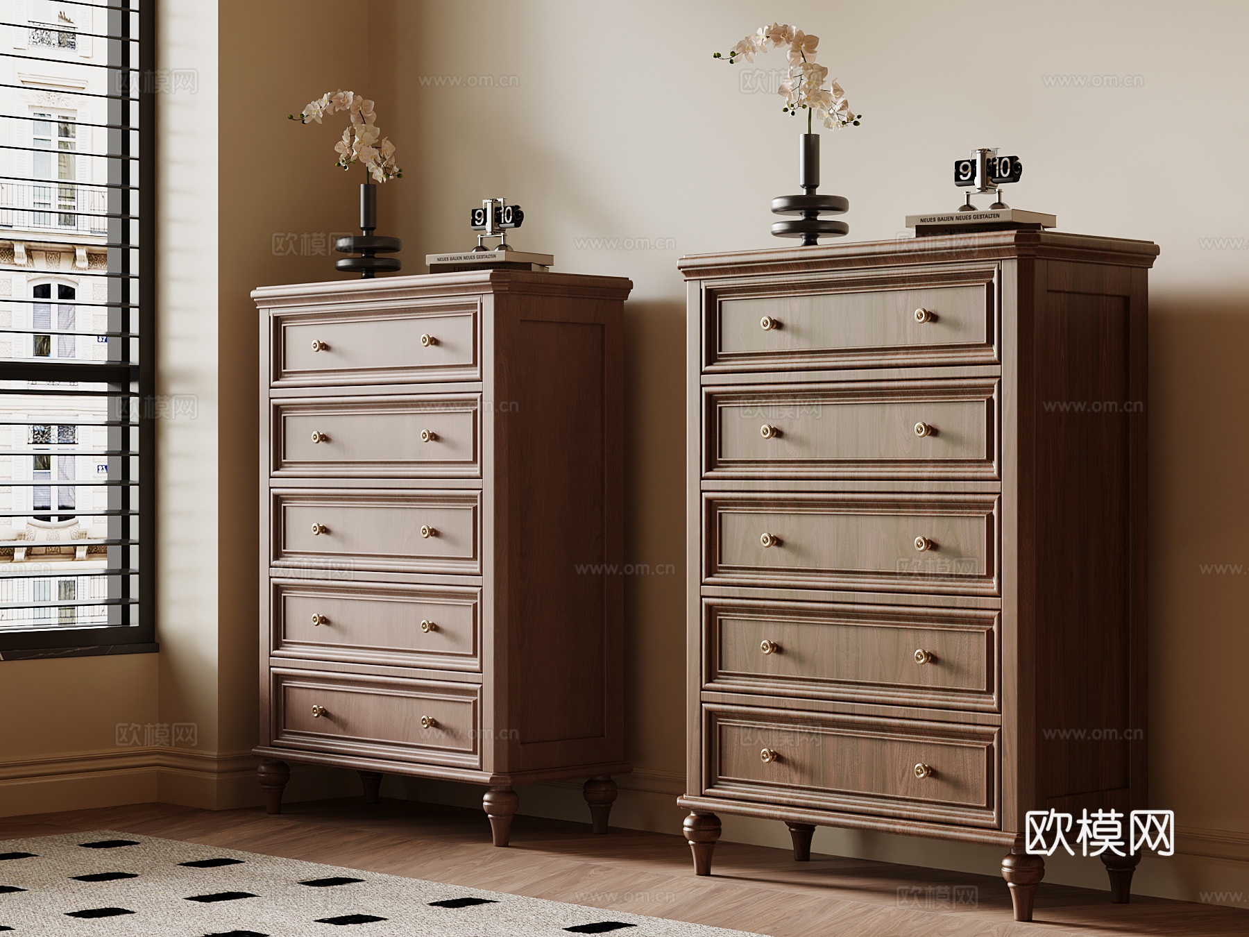 法式中古风斗柜 边柜su模型