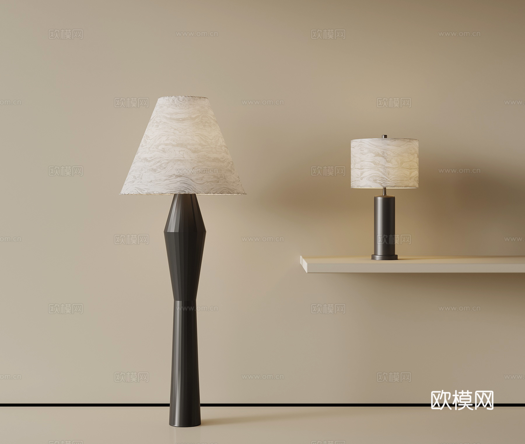现代意式落地灯 台灯su模型