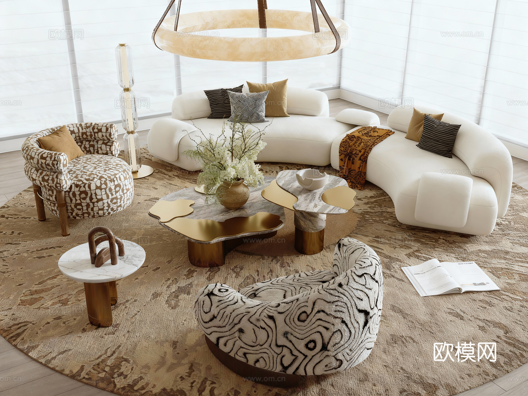 轻奢沙发茶几组合 组合沙发3d模型