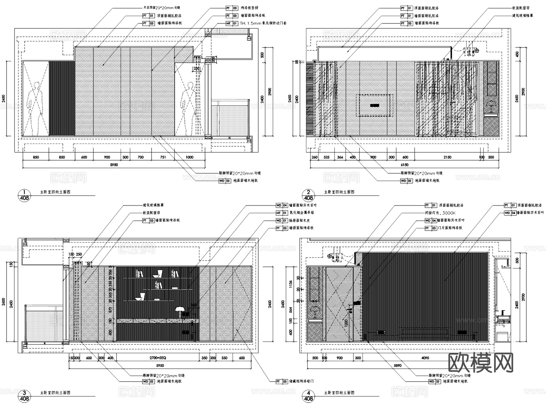三亚海棠湾四季酒店公寓标准层房型二室内家装CAD施工图整套cad施工图